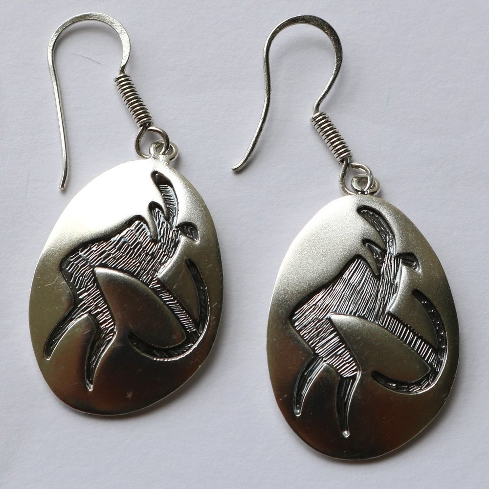 925 Sterling Silver Earrings - Man Holding PickAxe  - Stamped Mexico IGC